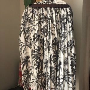 Palm tree pleated midi skirt
